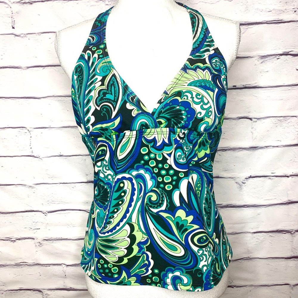 Speedo Blue & Green Paisley Tankini Swimsuit Top
